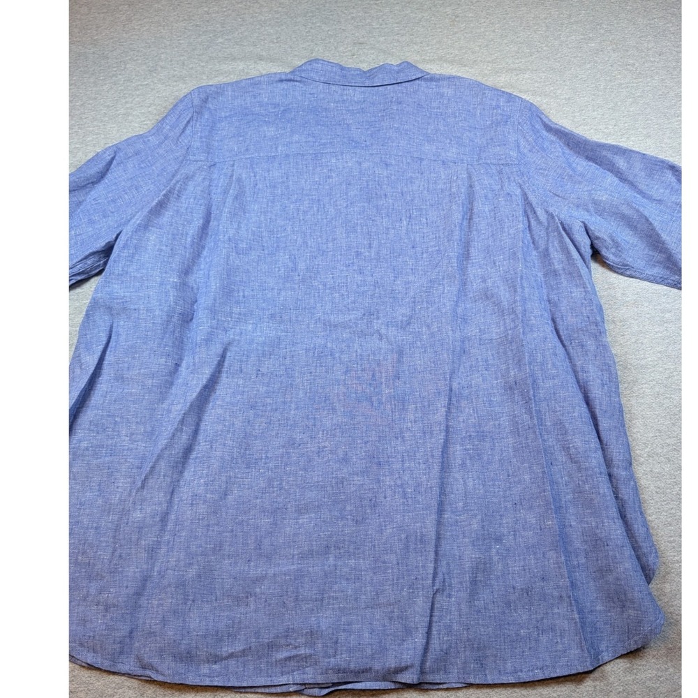LL Bean Womens 3X Plus Blue 100% Linen Button Down Shirt Long Sleeve 301233 - Picture 6 of 6